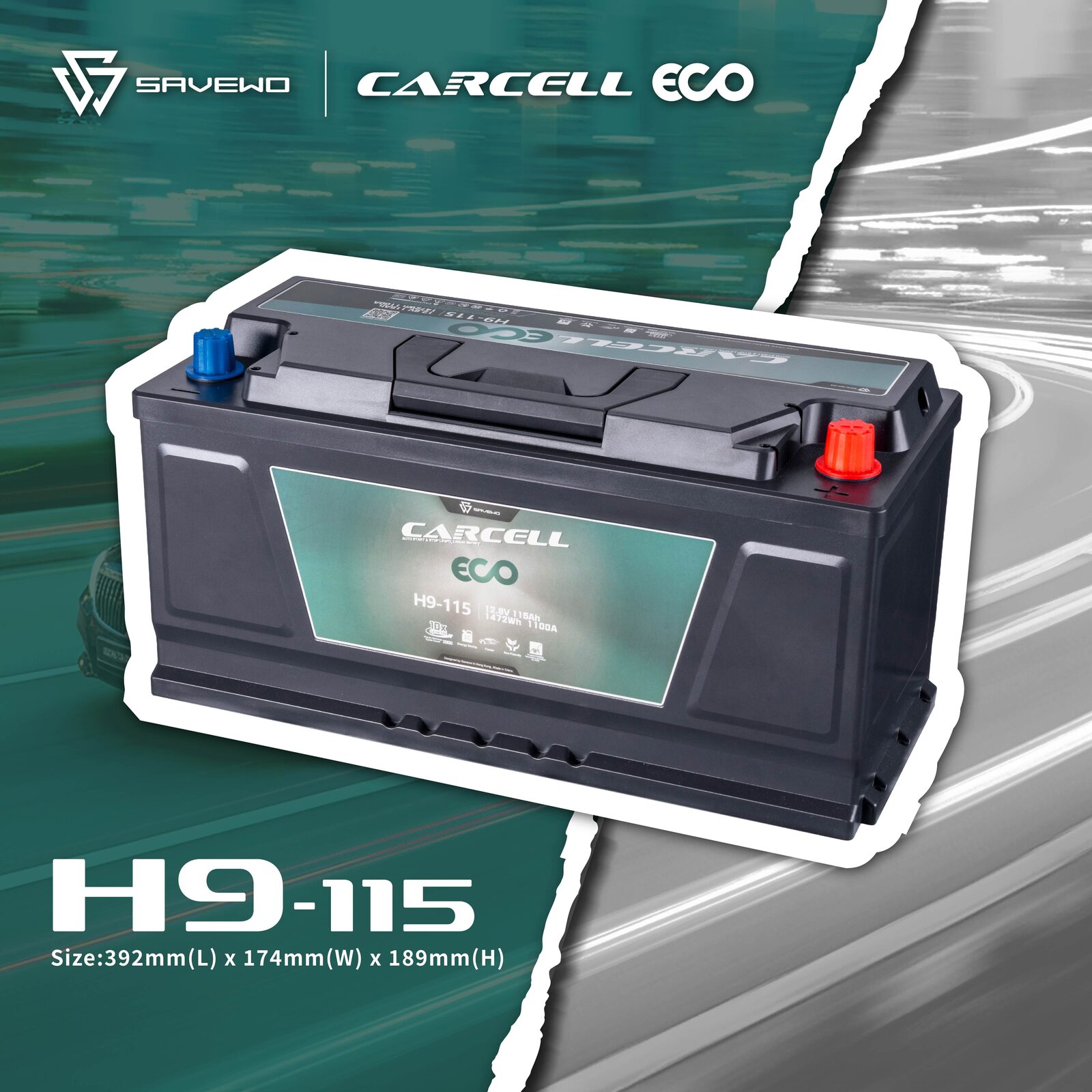 *優惠期免安裝費 $3999* SAVEWO CarCell ECO H9-115 救世汽車啟停電池